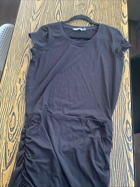 Athleta Black Short Sleeve Ruched Side Tee Dress